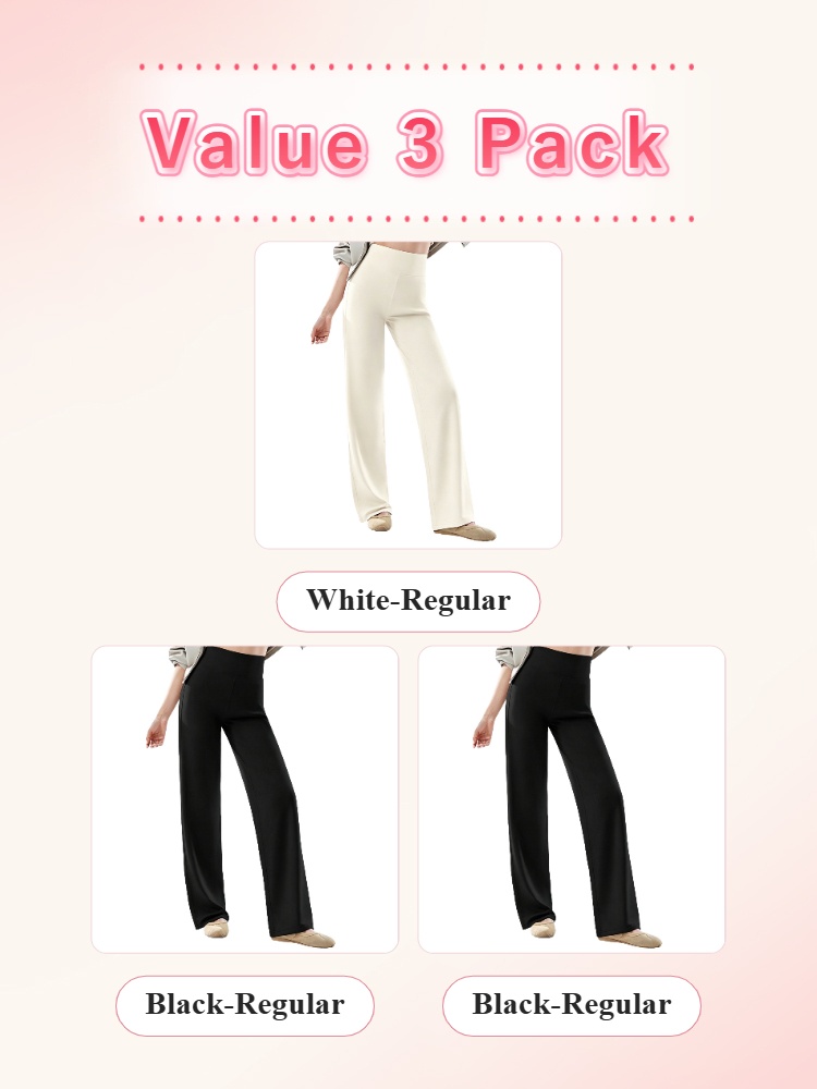 Value 3 pack with black、white long length straight-cut pants VEIMIA