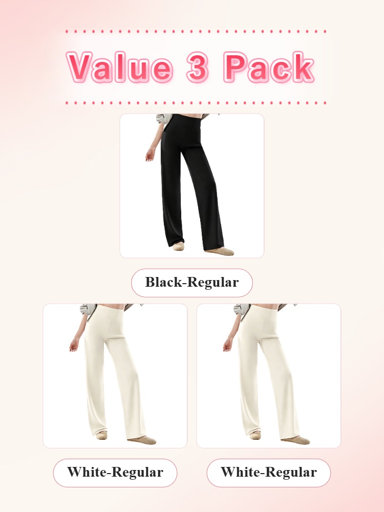 Value 3 pack with black、white long length straight-cut pants VEIMIA