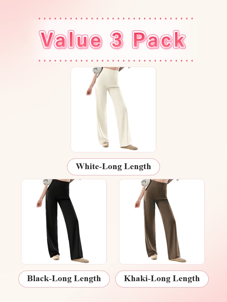 Value 3 pack with black、white and khaki   long length straight-cut pants VEIMIA