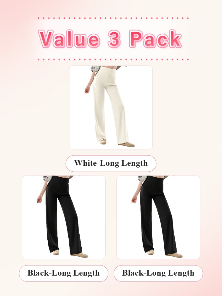Value 3 pack with black、white long length straight-cut pants VEIMIA