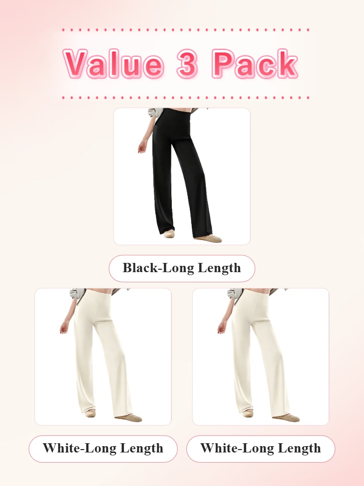 Value 3 pack with black、white long length straight-cut pants VEIMIA