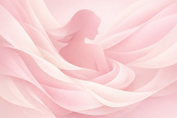 Abstract wellness illustration representing self-love, body awareness, and Veimia Care philosophy.