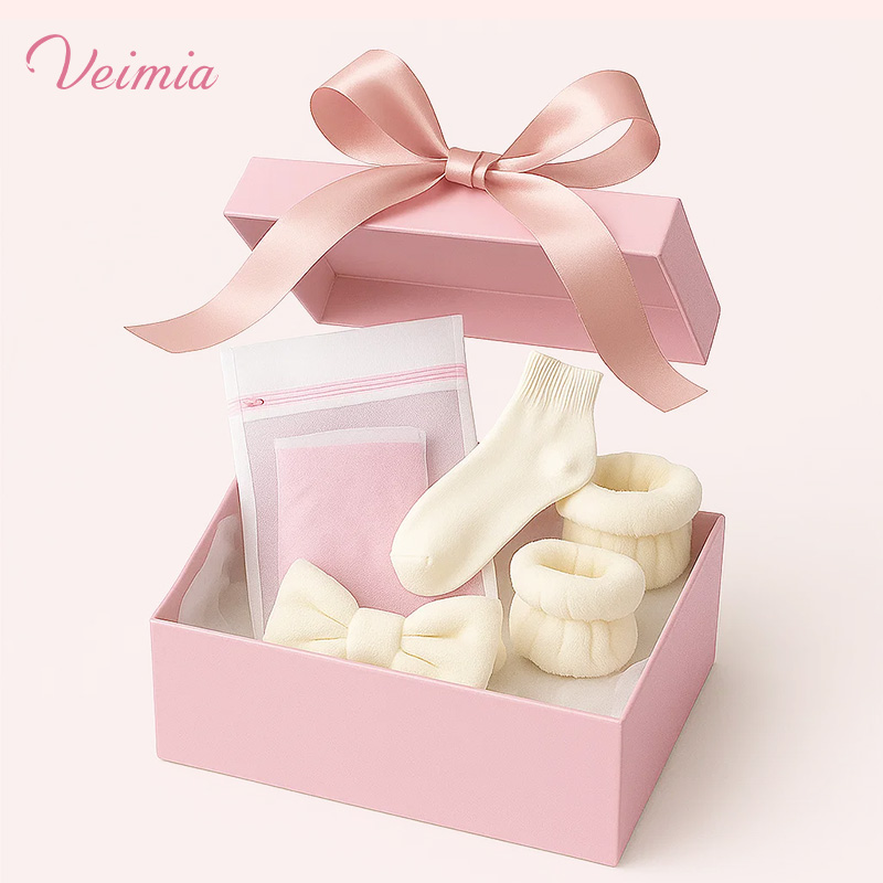 VEIMIA Exclusive Gifts Pack (Value $69)- Wash Laundry Bag & Cotton Socks & Skincare Headbands & Wristband Set