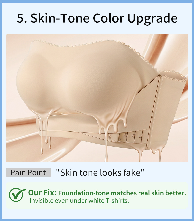 Secure Strapless Bra Anti-slip Tight Hold, Second-skin Wireless Comfort & Seamless Under Clothes VEIMIA
