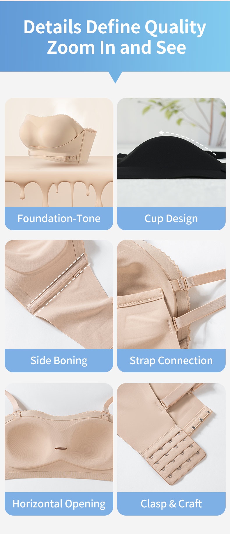 Secure Tube Top Anti-slip Snug Hold, Second-skin Wireless Comfort & Seamless Under Clothes VEIMIA