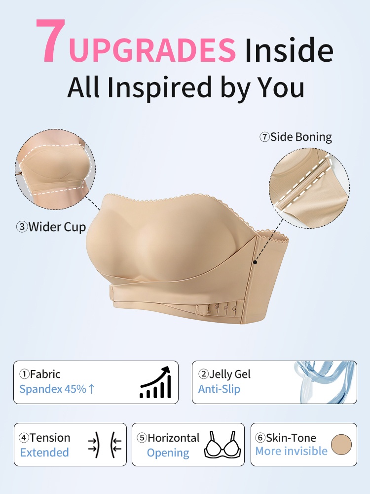 Secure Strapless Bra Anti-slip Tight Holds, Second-skin Wireless Comfort & Seamless Under Clothes VEIMIA
