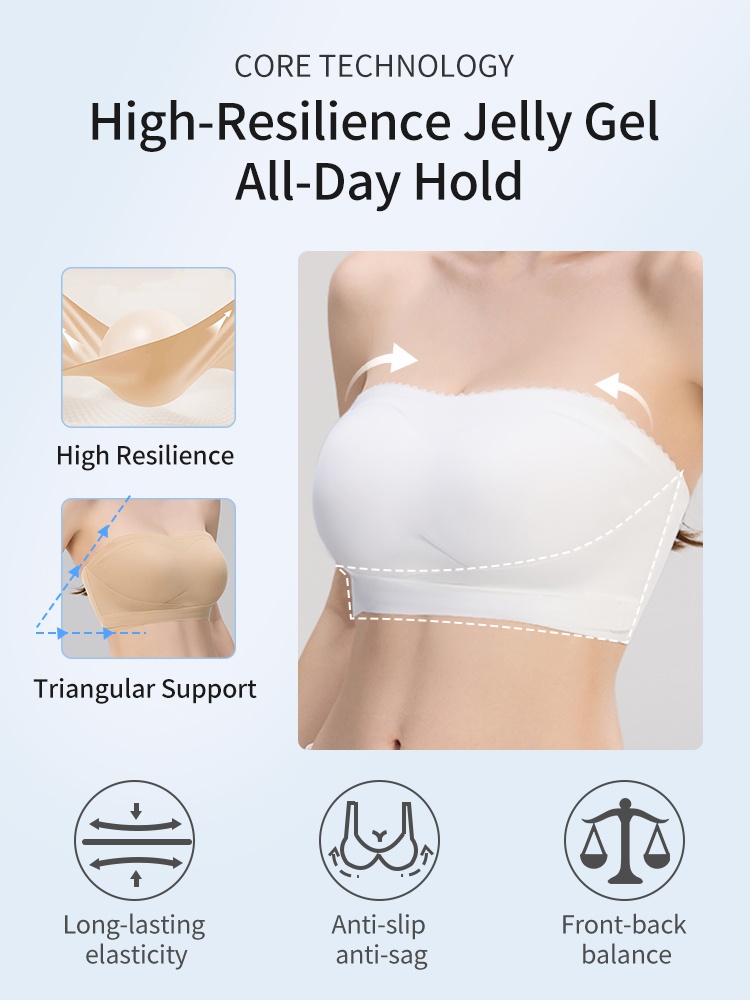 Secure Strapless Bra Anti-slip Snug Hold, Second-skin Wire-free Ease & Seamless Under Clothes VEIMIA