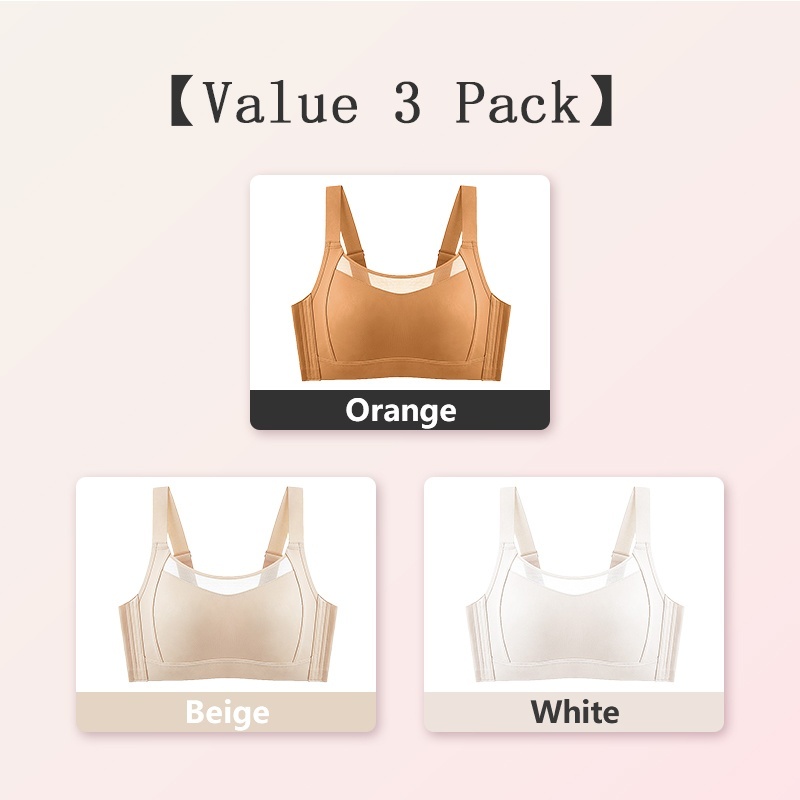 VEIMIA Orange and Beige and White Colors of Visually Slimming No.1 & Two-year Repurchase List No.1 Wire-free Minimizer Bra