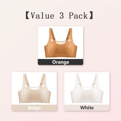 VEIMIA Orange and Beige and White Colors of Visually Slimming No.1 & Two-year Repurchase List No.1 Wire-free Minimizer Bra
