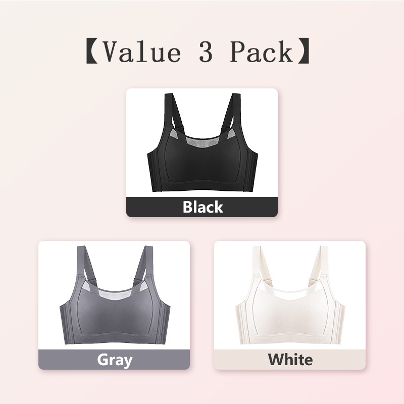 VEIMIA Black and Gray and White Colors of Visually Slimming No.1 & Two-year Repurchase List No.1 Wire-free Minimizer Bra