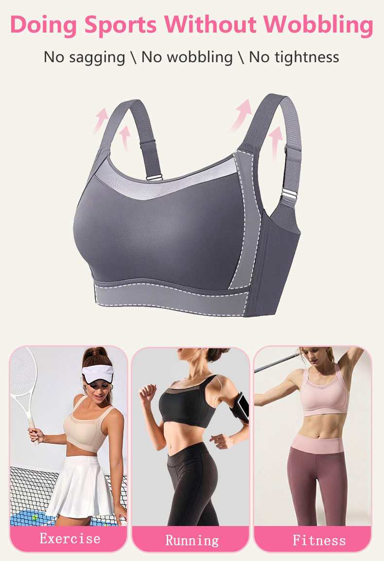 Veimia Wearing Visually Slimming No.1 Minimizer Bra Doing Sports Without Wobbling 