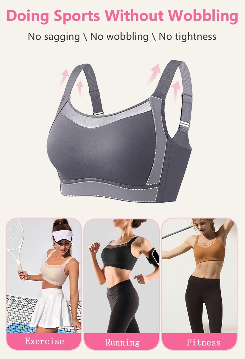 Veimia Wearing Visually Slimming No.1 Minimizer Bra Doing Sports Without Wobbling
