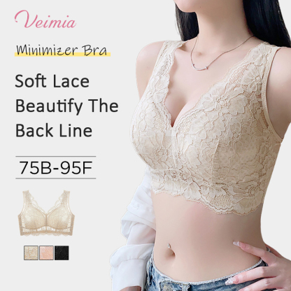 Wireless Lace Minimizer Bra Plus Size VEIMIA
