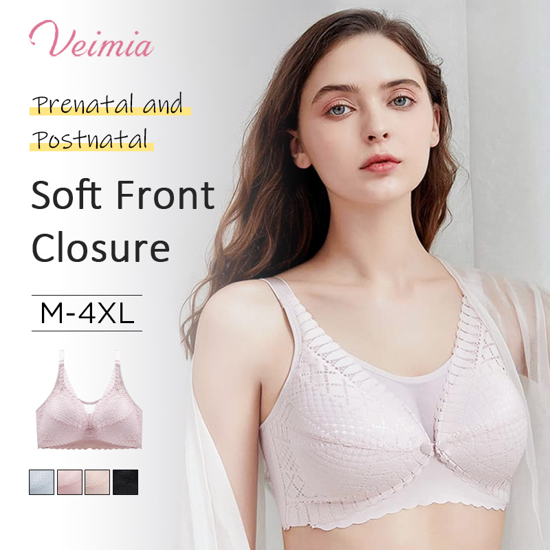 VEIMIA Cotton Wireless Breastfeeding Bra Front Opening