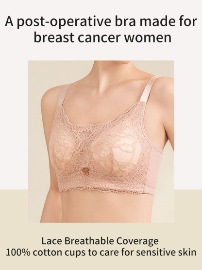 Wireless Lace Mastectomy Bras With Prosthesis Pocket, Sensitive Skin-friendly Cotton Lining For Comfort Fits VEIMIA