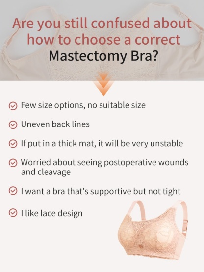 Wireless Lace Mastectomy Bras With Prosthesis Pockets, Sensitive Skin-friendly Cotton Linings For Comfort Fits VEIMIA