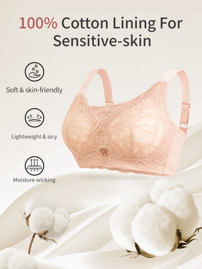 Wireless Laces Mastectomy Bras With Prosthesis Pockets, Sensitive Skin-friendly Cotton Lining For A Comfort Fit VEIMIA