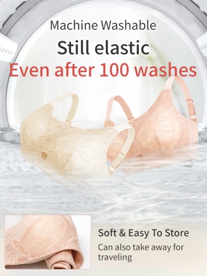 Wireless Laces Mastectomy Bra With Prosthesis Pocket, Sensitive Skin-friendly Cotton Lining For Comfort Fits VEIMIA