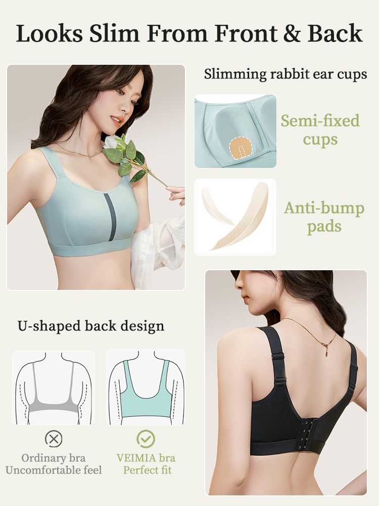 Wireless Minimizer Bra Sporty Style Design, Lift & Secures With Breathable Fits VEIMIA
