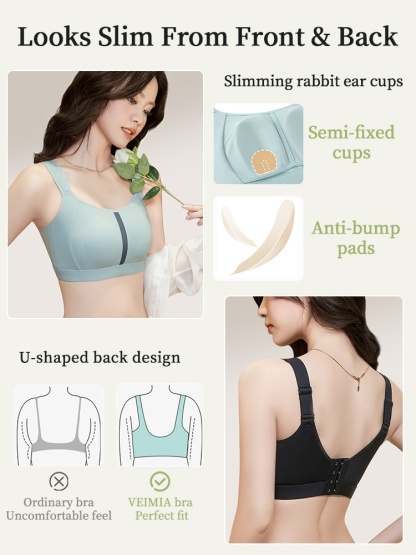 Wireless Minimizer Bra Sporty Style Design, Lift & Secures With Breathable Fits VEIMIA
