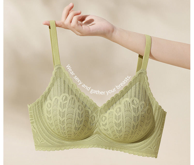 Lightweight One-piece Traceless Lace Wireless Push Up Bra Support Breasts Veimia