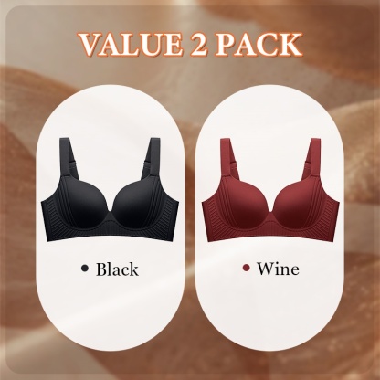 2 Pieces Set Plus Size Wireless Push Up Bras 3D Anti-Gravity Seamless Massage Padded Anti-sagging & Gathering VEIMIA