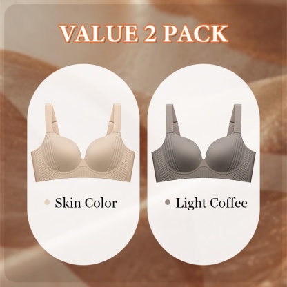 2 Pieces Sets Plus Size Wireless Push Up Bras 3D Anti-Gravity Seamless Massage Padded Anti-sagging & Gathering VEIMIA