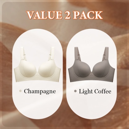 2 Pieces Plus Size Wireless Push Up Bras 3D Anti-Gravity Seamless Massage Padded Anti-sagging & Gathering VEIMIA