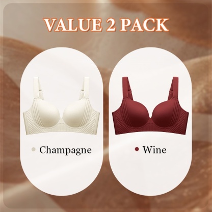 2 Pieces Plus Size Wireless Push Up Bra Anti-Gravity Seamless Massage Padded Anti-sagging & Gathering VEIMIA
