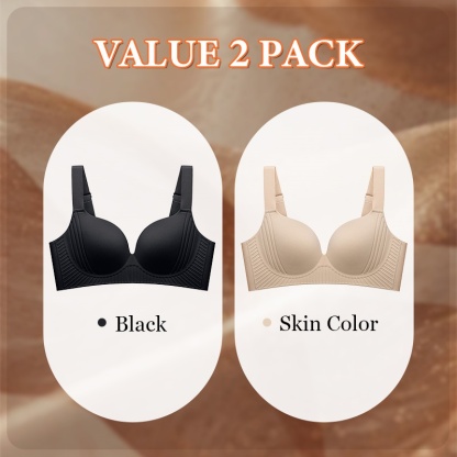 2 Pieces Set Plus Size Wireless Push Up Bra 3D Anti-Gravity Seamless Massage Padded Anti-sagging & Gathering VEIMIA