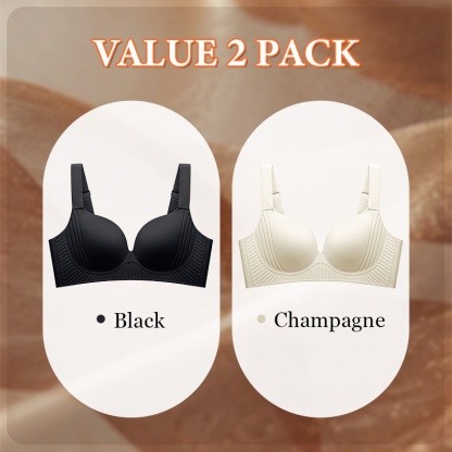 2 Pieces Sets Plus Size Wireless Push Up Bra 3D Anti-Gravity Seamless Massage Padded Anti-sagging & Gathering VEIMIA