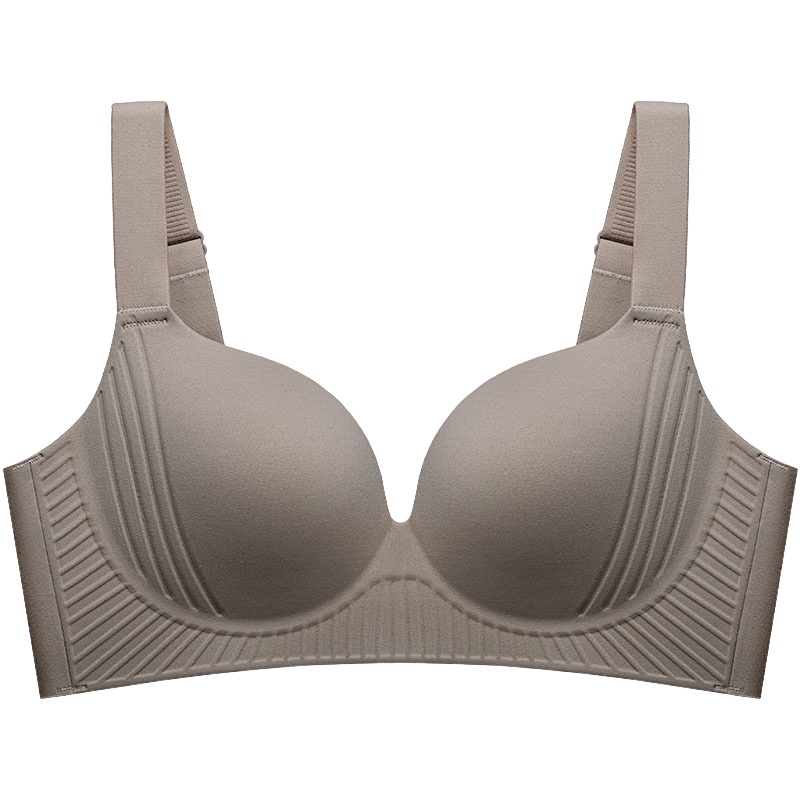 Light Coffee Color Plus Size Wireless Push Up Bra 3D Anti-Gravity Seamless Massage Padded Anti-sagging & Gathering VEIMIA