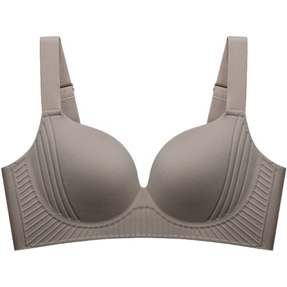 Light Coffee Color Plus Size Wireless Push Up Bra 3D Anti-Gravity Seamless Massage Padded Anti-sagging & Gathering VEIMIA