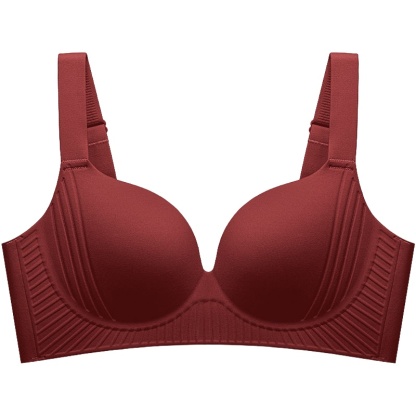 Wine Color Plus Size Wireless Push Up Bra 3D Anti-Gravity Seamless Massage Padded Anti-sagging & Gathering VEIMIA