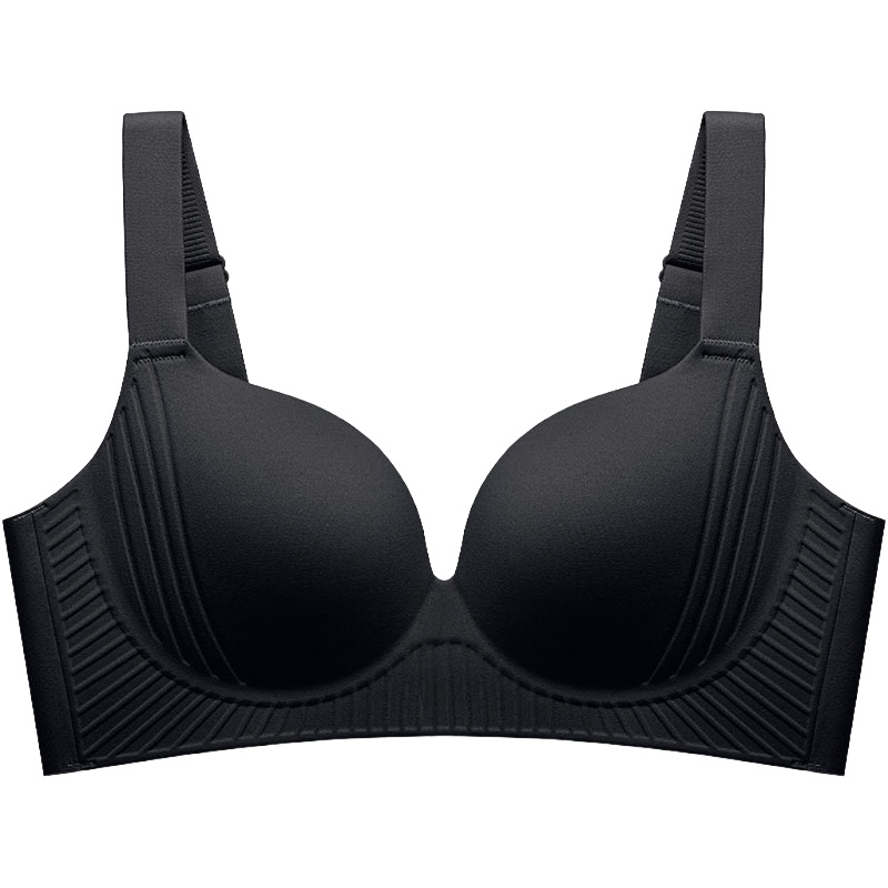 Black Color Plus Size Wireless Push Up Bra 3D Anti-Gravity Seamless Massage Padded Anti-sagging & Gathering VEIMIA