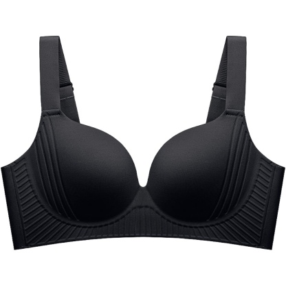 Black Color Plus Size Wireless Push Up Bra 3D Anti-Gravity Seamless Massage Padded Anti-sagging & Gathering VEIMIA