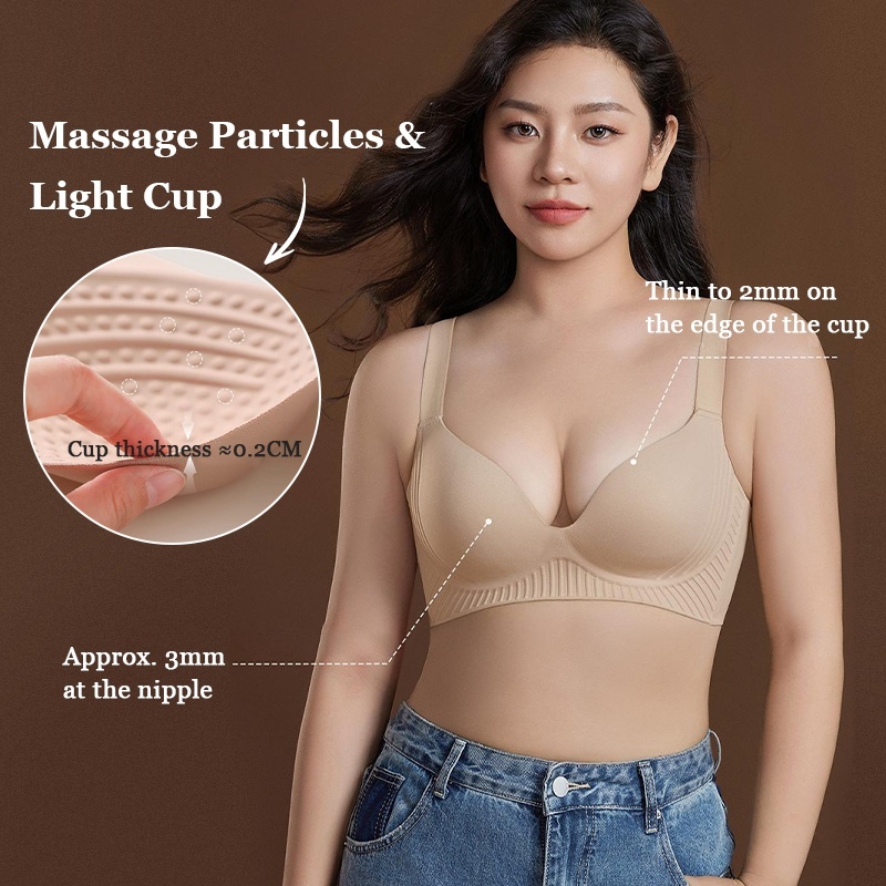 Plus Size Wireless Push Up Bra 3D Anti-Gravity Seamless Padded Anti-sagging & Gathering VEIMIA