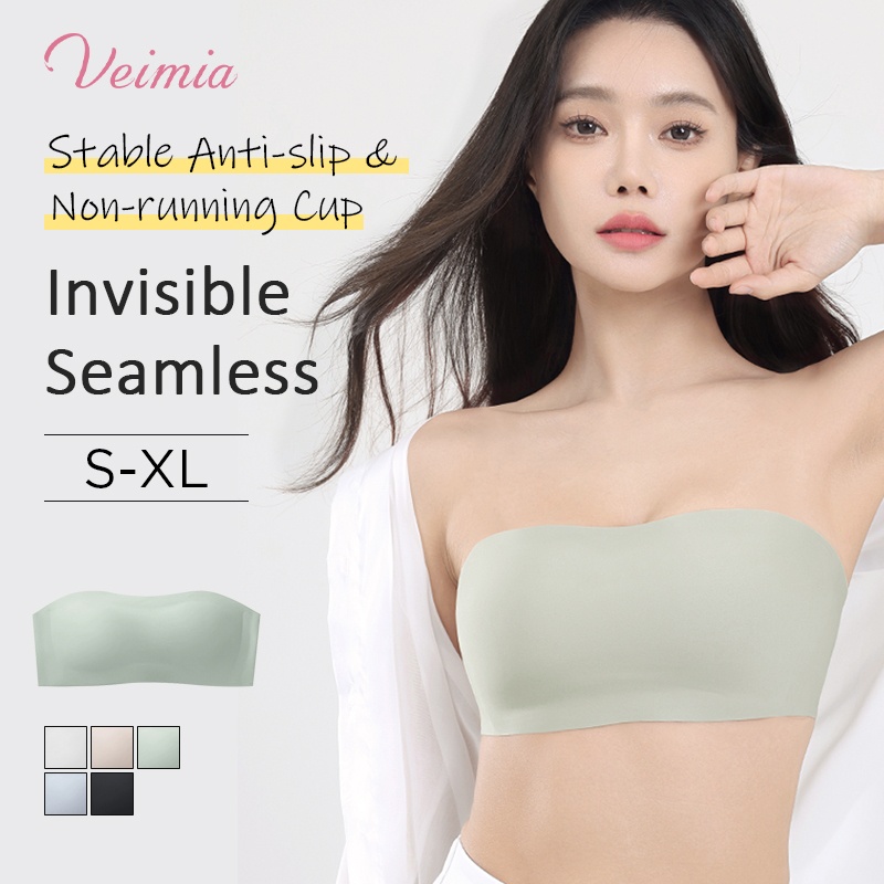 Wireless Strapless Bra Breathable Anti-slip Seamless Tube Top Stable Support VEIMIA