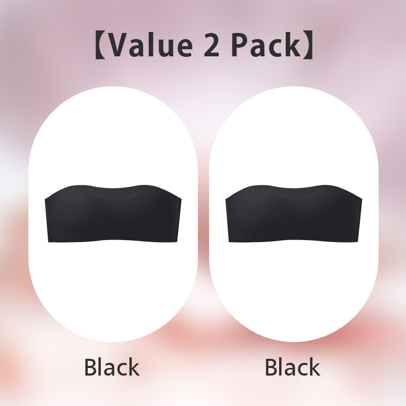 2 Pieces Wireless Strapless Bra Breathable Anti-slip Seamless Tube Tops Stable Support Skin-friendly Fabric VEIMIA