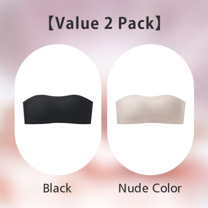 2 Pieces Wireless Strapless Bra Breathable Anti-slip Seamless Tube Top Stable Support Skin-friendly Fabric VEIMIA