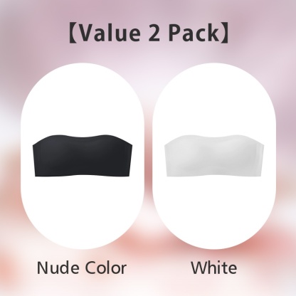2 Pieces Wireless Strapless Bras Breathable Anti-slip Seamless Tube Top Stable Support Skin-friendly Fabric VEIMIA