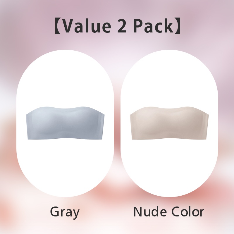 2 Pieces Wireless Strapless Bras Breathable Anti-slip Seamless Tube Tops Stable Support Skin-friendly Fabric VEIMIA