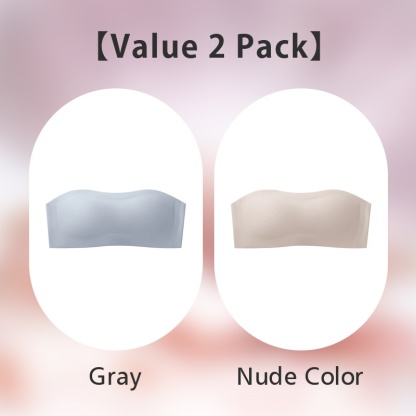 2 Pieces Wireless Strapless Bras Breathable Anti-slip Seamless Tube Tops Stable Support Skin-friendly Fabric VEIMIA