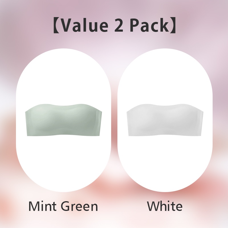 2 Pieces Wireless Strapless Bra Breathable Anti-slip Seamless Tube Top Stable Support VEIMIA