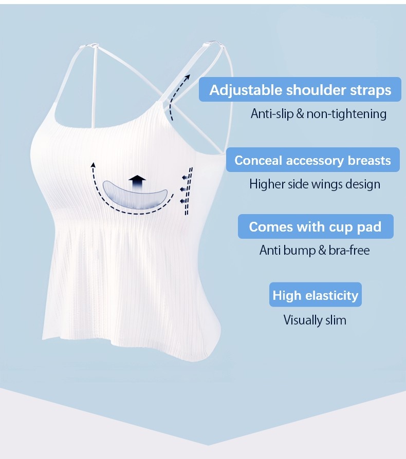 Women Slimming Camisole Cover Fat Will Not Stuffy And Sweaty Breathable Fabric Tank Tops With Built In Bra VEIMIA