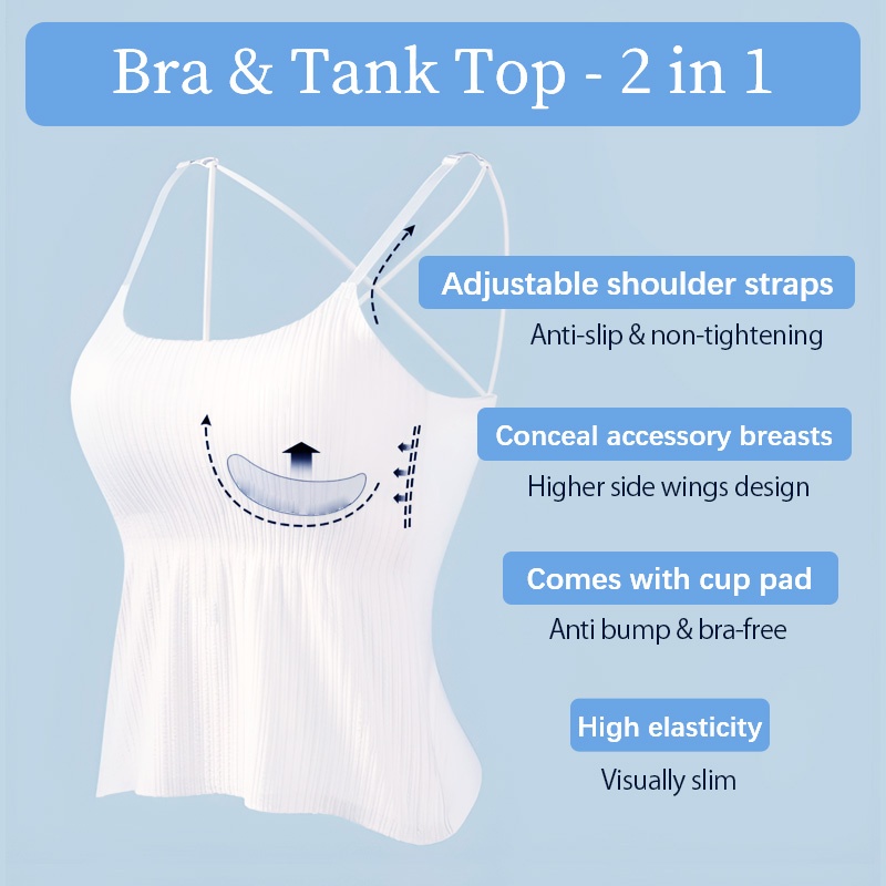 Camisole Cover Fat For Slimming, Ultra Cool & Breathable Fabric Tank Tops With Built In Bra VEIMIA