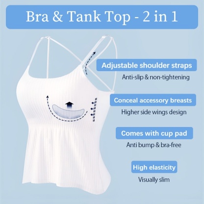 Camisole Cover Fat For Slimming, Ultra Cool & Breathable Fabric Tank Tops With Built In Bra VEIMIA