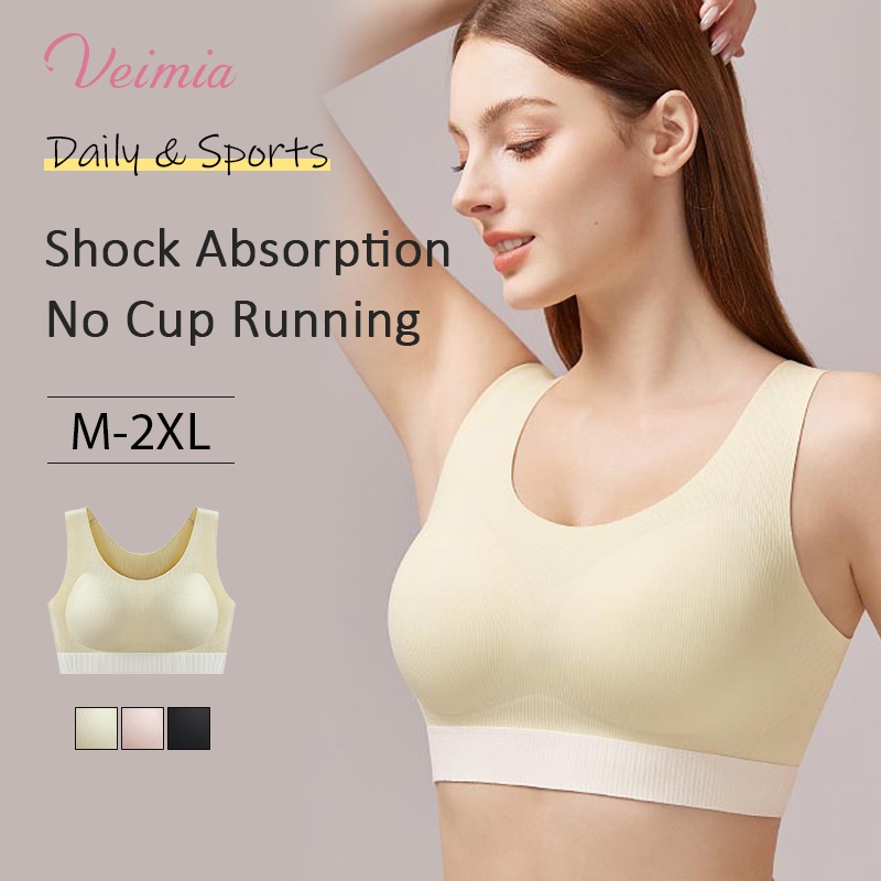Womens Shockproof Padded Sports Bra Tank Top Breathable Full Coverage Cups Stable Support VEIMIA