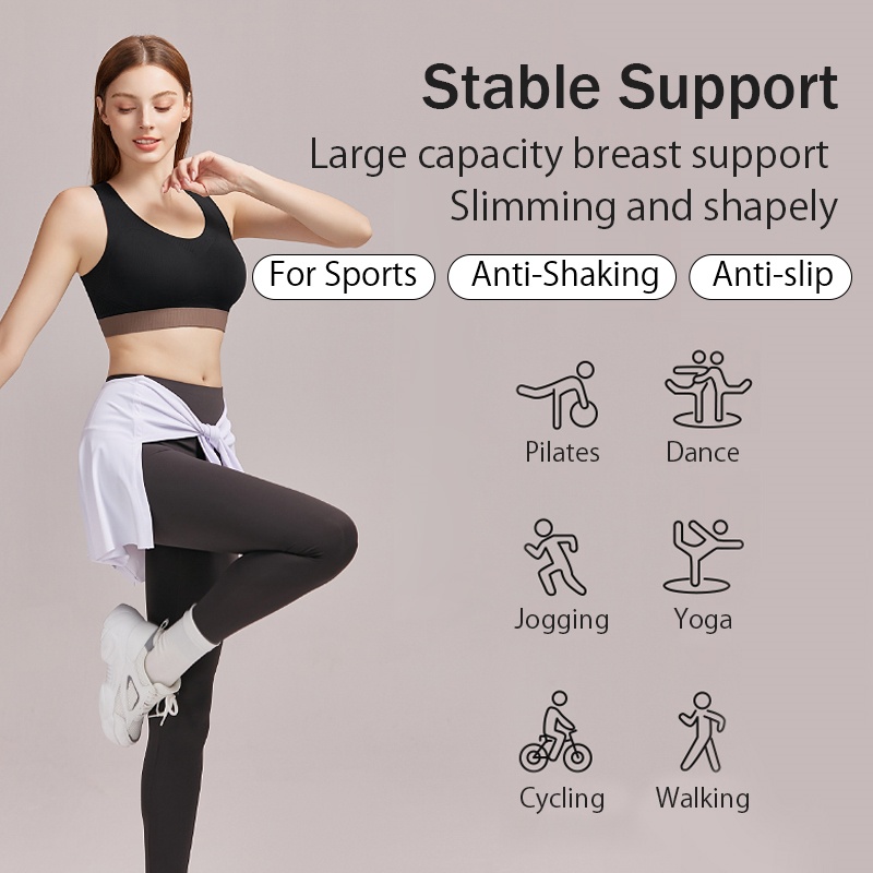Women Shockproof Padded Sports Bras Tank Tops Breathable Full Coverage Cups Stable Support VEIMIA