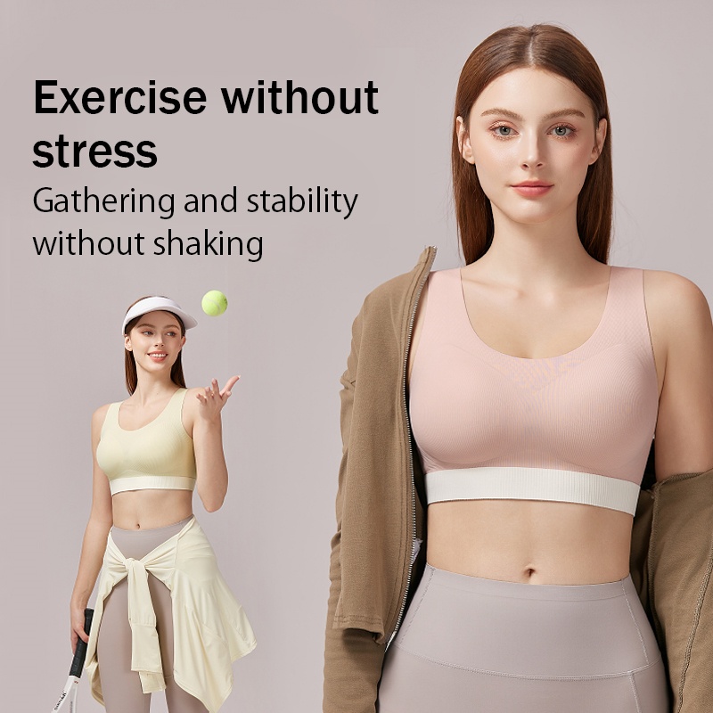 Women Shockproof Padded Sports Bras Tank Top Breathable Full Coverage Cups Stable Support VEIMIA